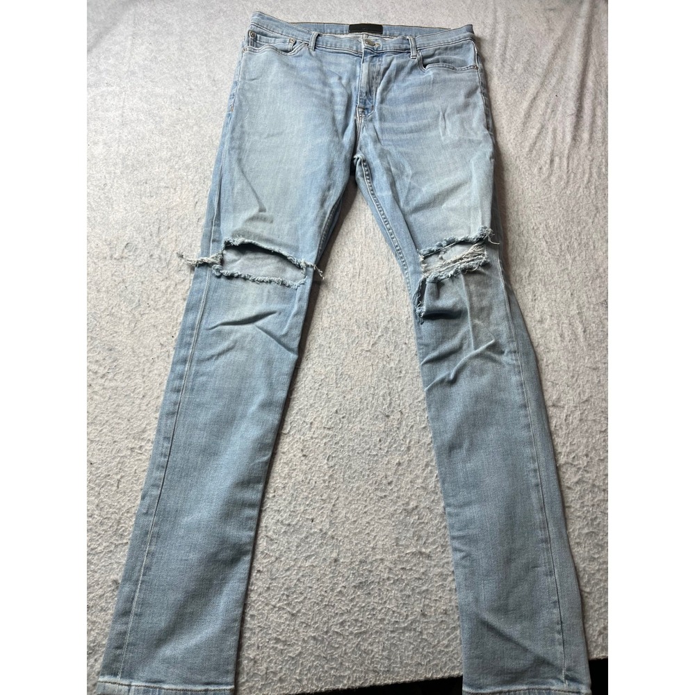 ORO Made in Los Angeles Distressed Light Wash Skinny Jeans Women 32